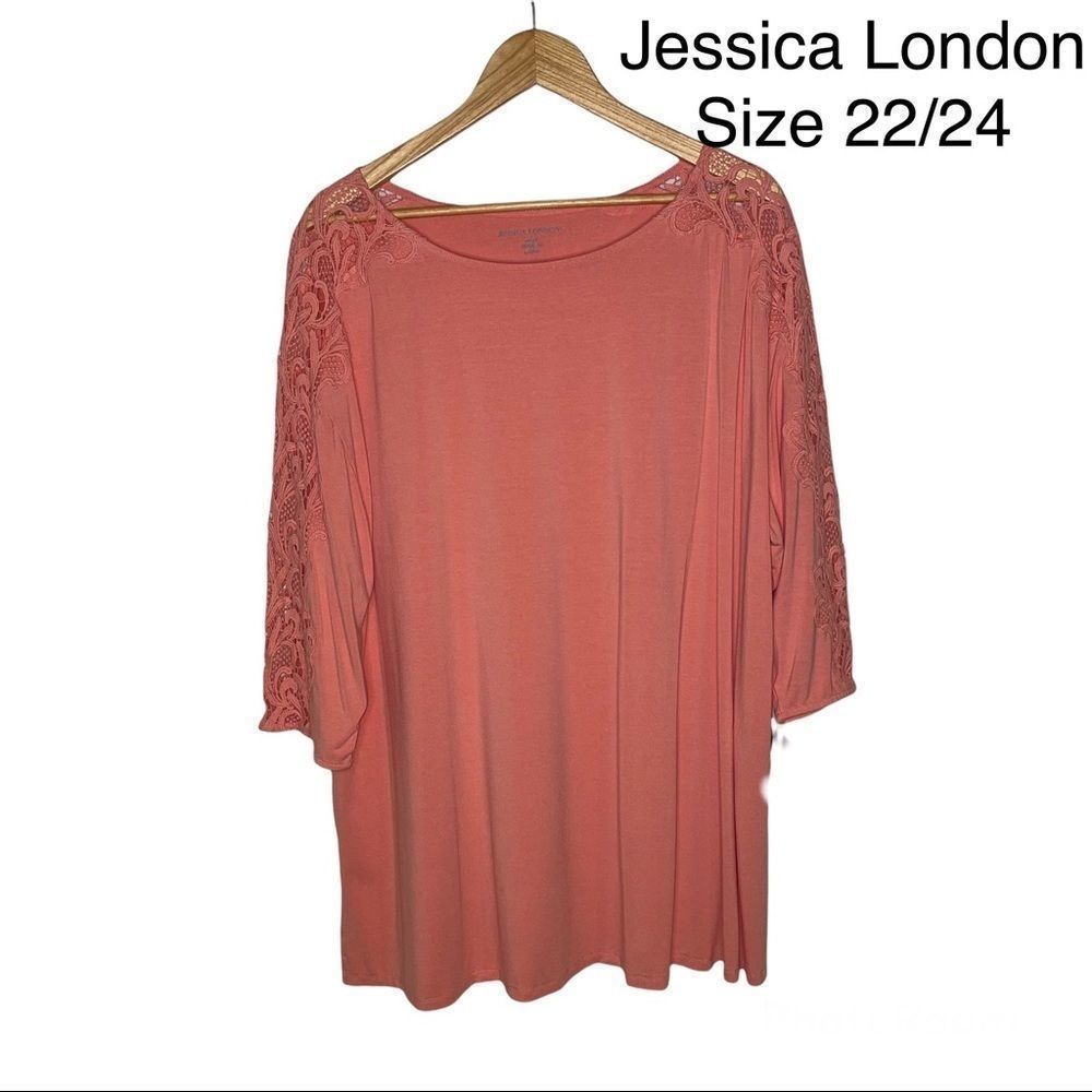 Jessica London Peach Lace Sleeved Tunic Size 22/24
